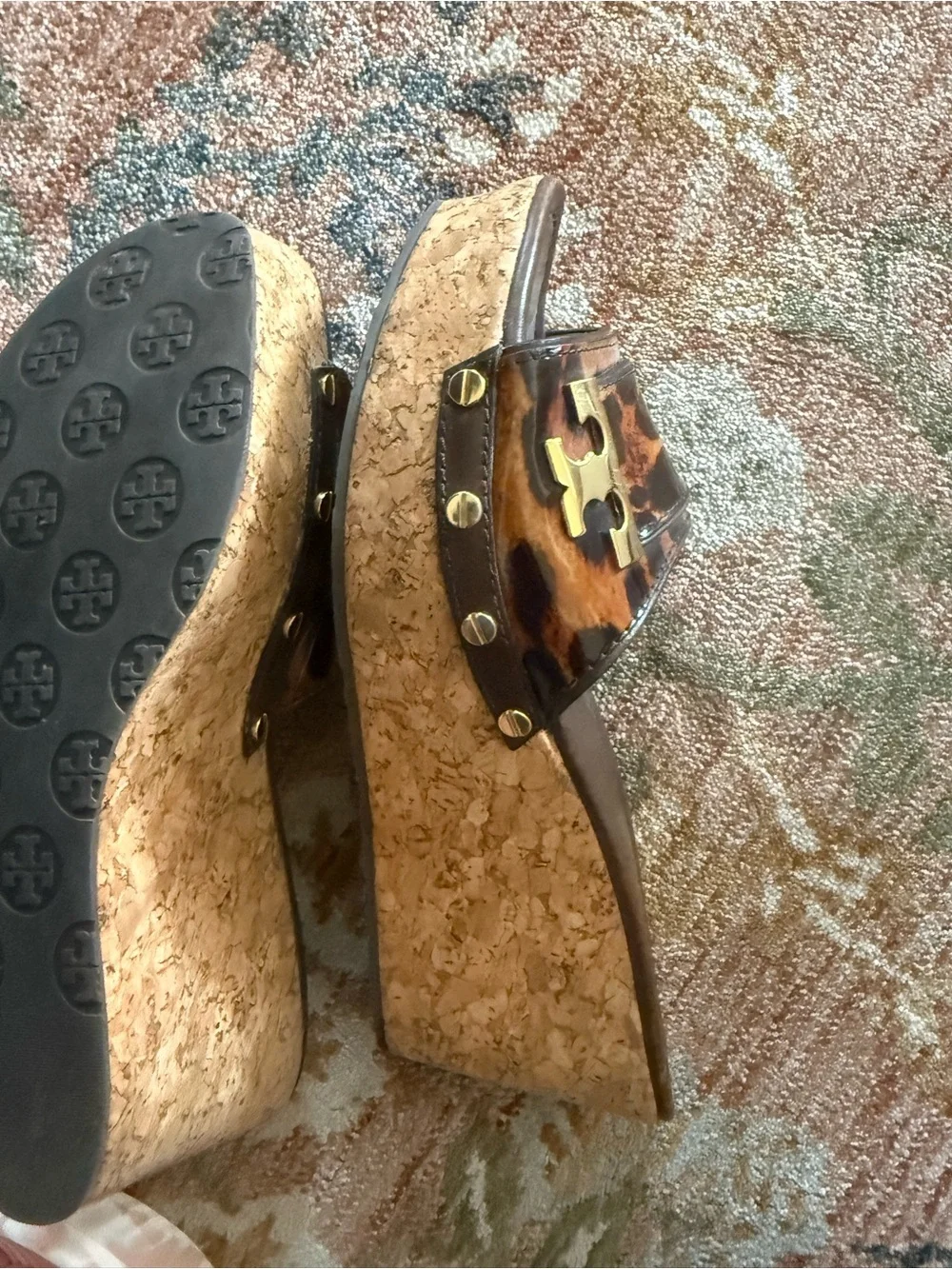 8.5 Bundle alert! Jimmy Choo Tan Leather Wedge Sandals and Tory Burch wedge